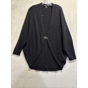 Ralph Lauren Black Label Cardigan Beaded Sweater Art Deco Clasp Women's Large